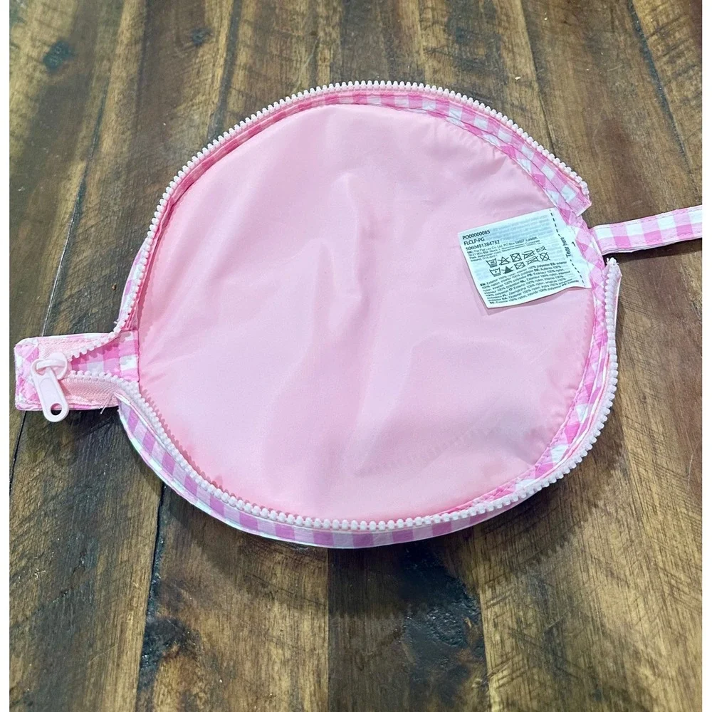The Flat Lay Co London Pink Gingham Checkered Travel Makeup Bag Pouch FLCLP-PG